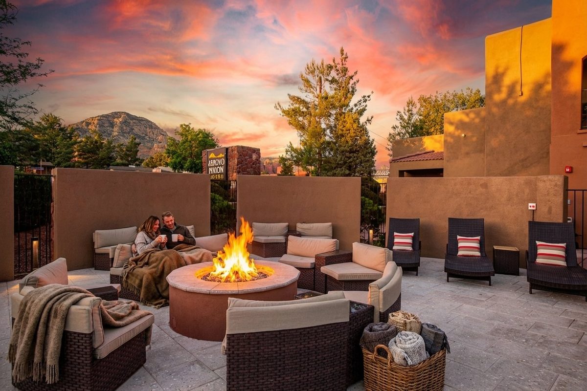 Sunset at Arroyo Pinion pool
