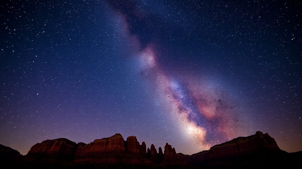 Starry night sky over Sedona Arizona